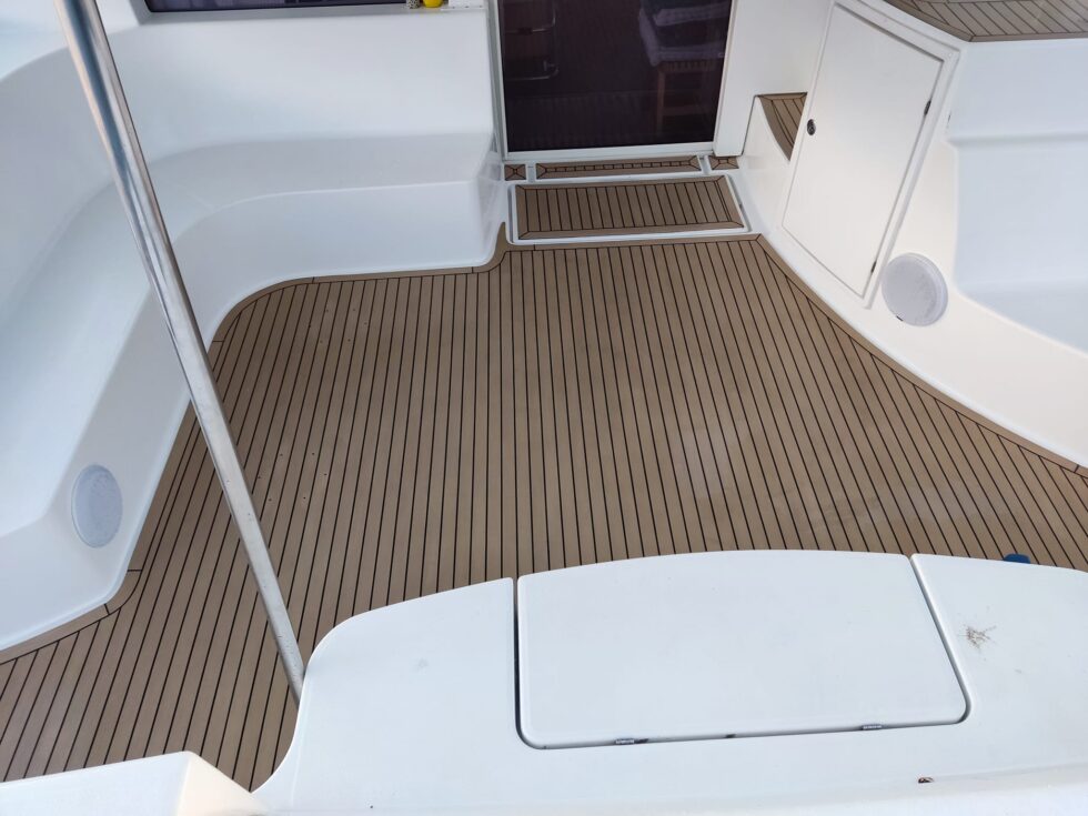 Teektrue approved decking for Fountaine Pajot catamarans synthetic teak decks fitted by certified installers