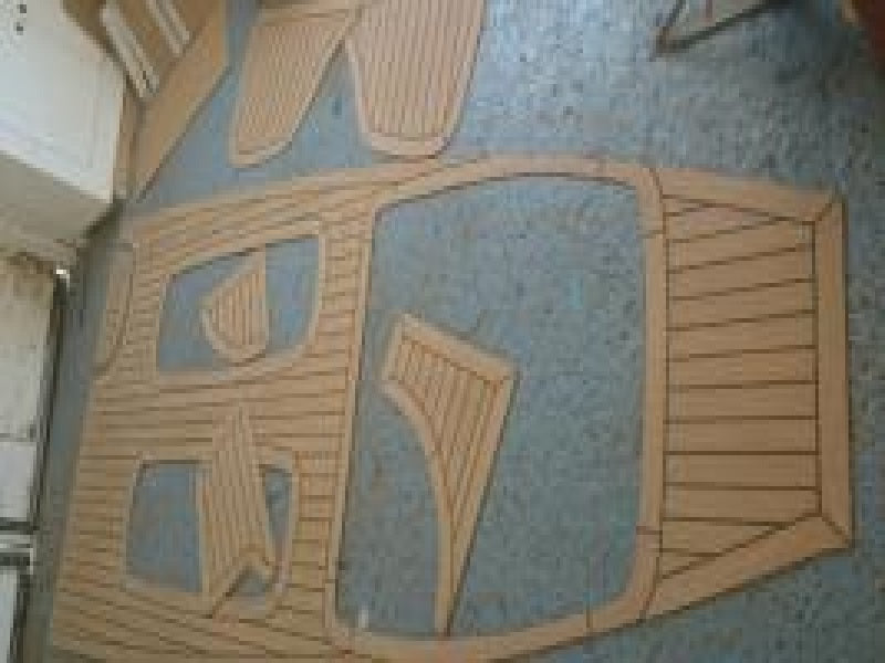 Humber 5.7 Ocean Pro Rib pvc synthetic teak deck installed by certified fitters