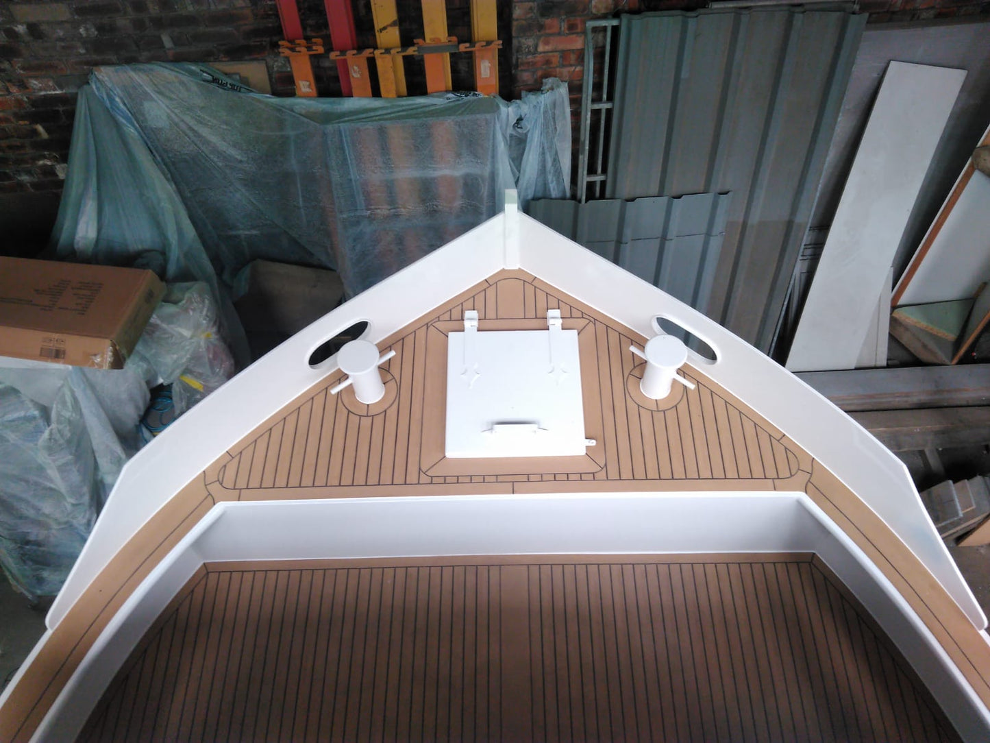 Mirfield Wide Beamed Narrowboat  - Powerboat Flooring in Synthetic Teak- Free sample and quote request