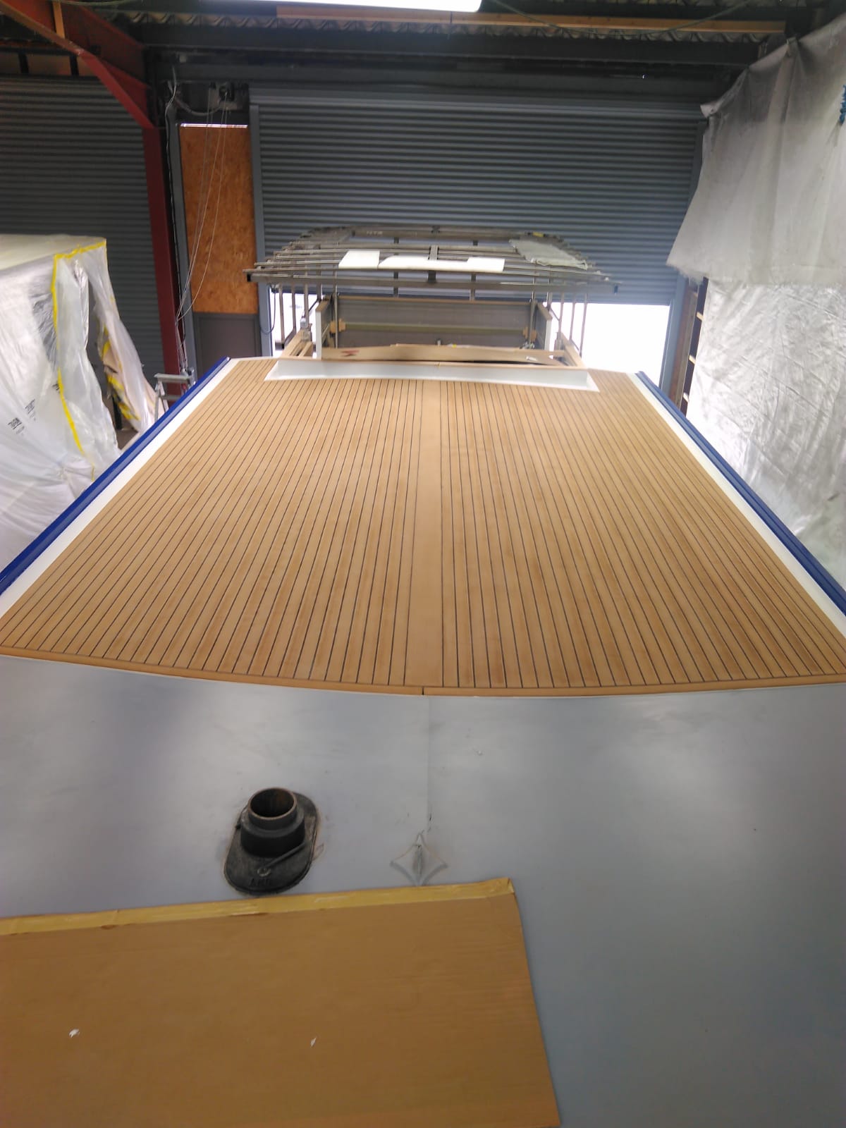 Mirfield Wide Beamed Narrowboat  - Powerboat Flooring in Synthetic Teak- Free sample and quote request
