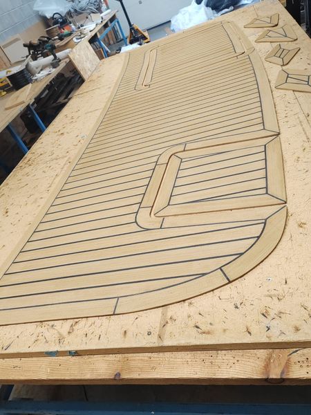 Teektrue approved synthetic teak deck panels for fitting by certified fitters