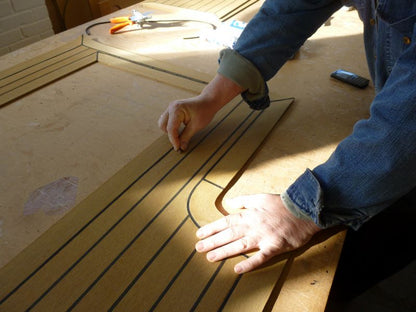 Teektrue approved synthetic teak deck panels for fitting by certified fitters