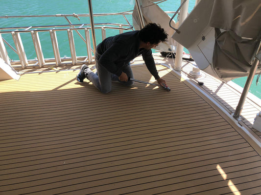 Maxum 3000SCR pvc synthetic teak deck- Free sample and quote request