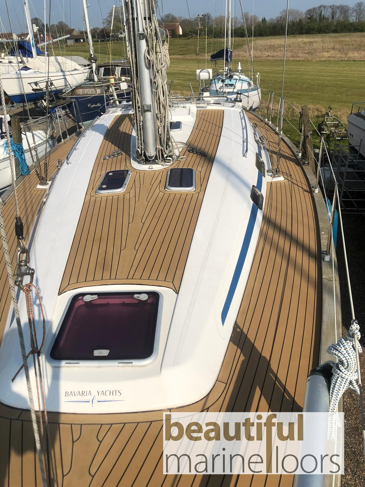 Bavaria 34.  Bavaria Sailboat pvc synthetic teak deck- Free sample and quote request