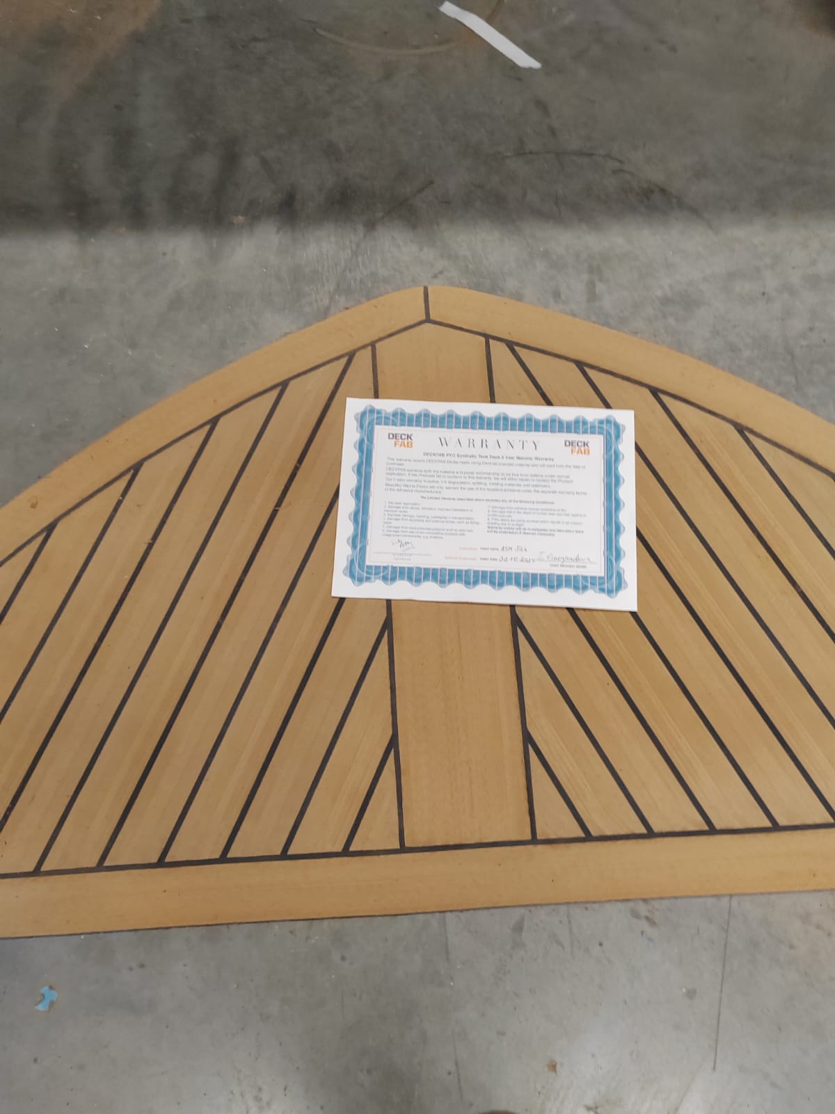 Teektrue approved synthetic teak deck panels for fitting by certified fitters