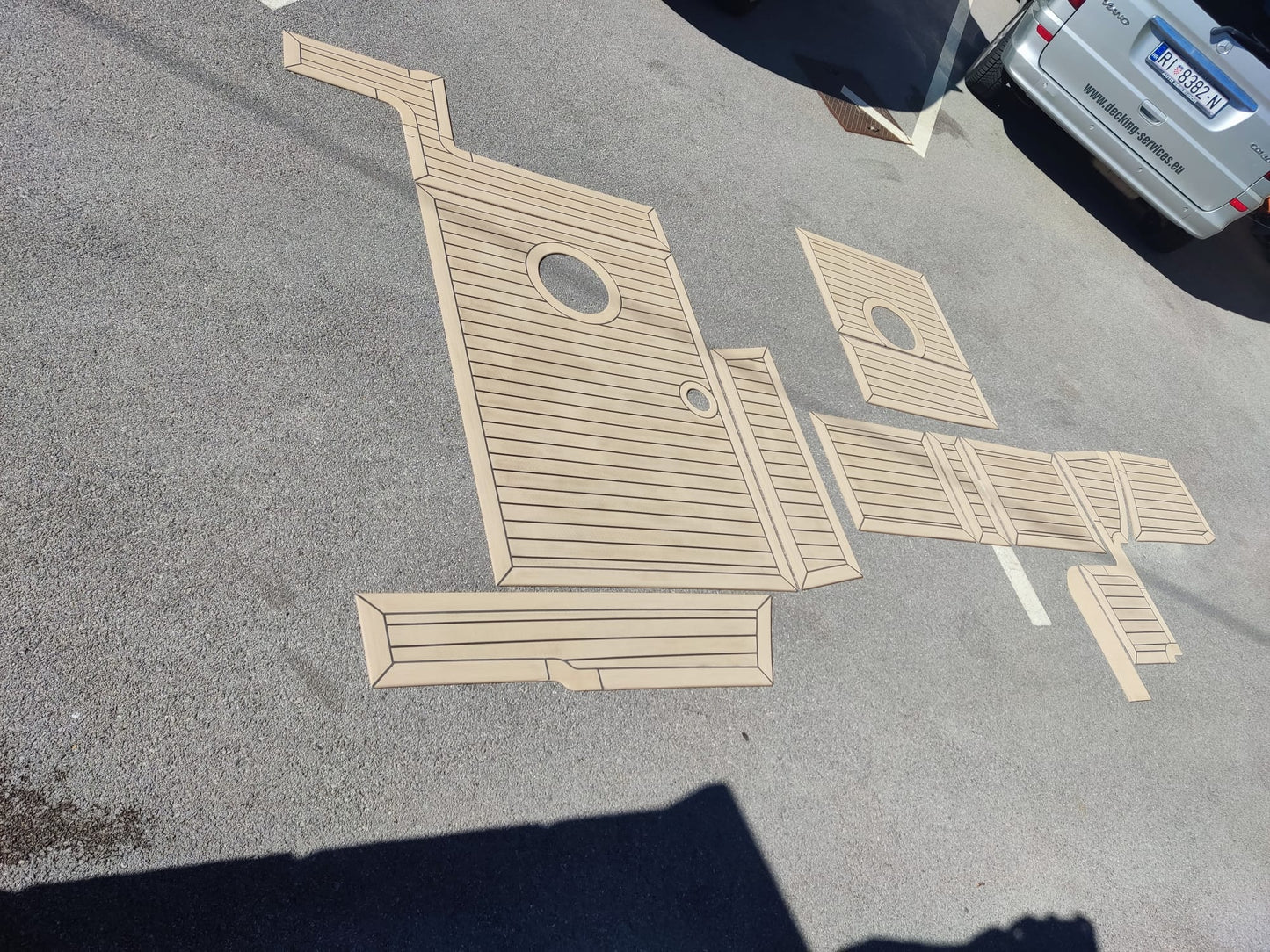 Jeanneau Merry Fisher 645 powerboat pvc synthetic teak deck- Free sample and quote request