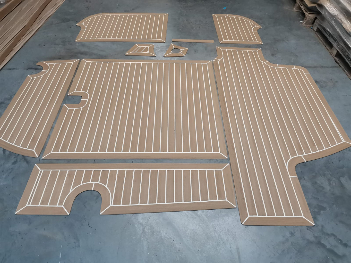 Jeanneau Merry Fisher 805 powerboat pvc synthetic teak deck- Free sample and quote request